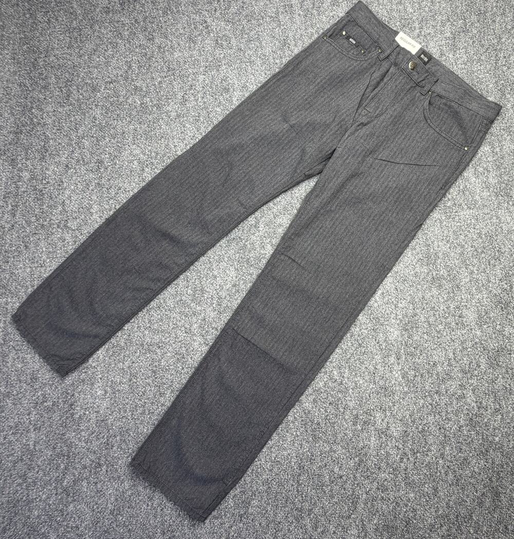 BOSS Hugo Boss Maine1-10 Mens 33x32 Gray Herringbone Cotton Pants NWT